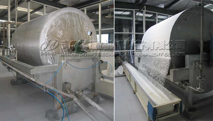 La máquina de almidón de camote funciona correctamente